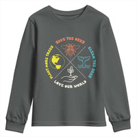 Earth Day Awareness Youth Sweatshirt Save The Bees Plant More Trees Clean The Seas Titties
