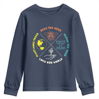 Earth Day Awareness Youth Sweatshirt Save The Bees Plant More Trees Clean The Seas Titties