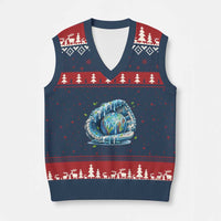 Earth Day V-Neck Knit Sweater Vest Funny Baseball Ice Cream Drip Glove Eco Friendly