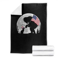 Bigfoot Boop Cat Moon Throw Blanket Funny Sasquatch Meme 4th of July
