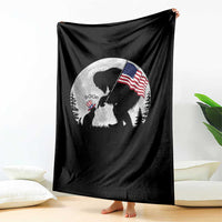 Bigfoot Boop Cat Moon Throw Blanket Funny Sasquatch Meme 4th of July