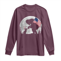 Bigfoot Boop Cat Moon Long Sleeve Shirt Funny Sasquatch Meme 4th of July