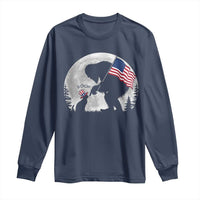 Bigfoot Boop Cat Moon Long Sleeve Shirt Funny Sasquatch Meme 4th of July