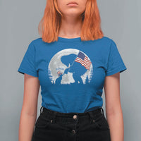 Bigfoot Boop Cat Moon T Shirt For Women Funny Sasquatch Meme 4th of July