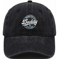 Promoted To Daddy It's A Boy Washed Cotton Baseball Cap Funny Pregnancy Reveal