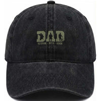 Dad Veteran Myth Legend Dad Military Father Gift Washed Cotton Baseball Cap