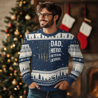 Dad Hero Veteran Legend Camouflage Father's Day Ugly Christmas Sweater