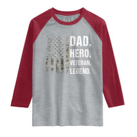 Dad Hero Veteran Legend Camouflage Father's Day Raglan Shirt