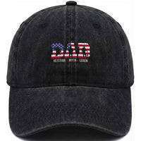 Veteran Dad The Myth Legend Washed Cotton Baseball Cap Cool Father's Day Military Gifts 4th of July