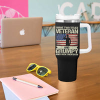 I Have Two Titles Veteran and Grumpy Tumbler With Handle Funny Veteran Dad Grandpa Humor