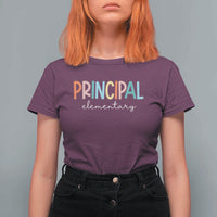 Boho Retro Vintage Elementary Principal Back to School T Shirt For Women