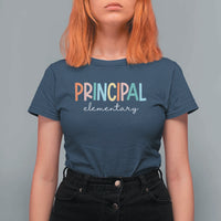 Boho Retro Vintage Elementary Principal Back to School T Shirt For Women