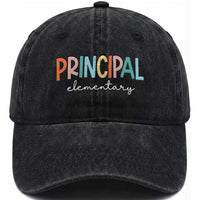 Boho Retro Vintage Elementary Principal Back to School Washed Cotton Baseball Cap