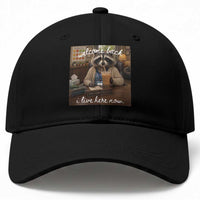 Funny School Therapist Raccoon Drinking Iced Coffee Baseball Cap