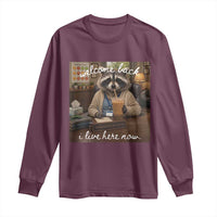 Funny School Therapist Raccoon Drinking Iced Coffee Long Sleeve Shirt