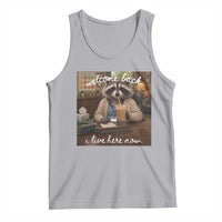 Funny School Therapist Raccoon Drinking Iced Coffee Tank Top