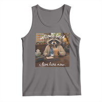Funny School Therapist Raccoon Drinking Iced Coffee Tank Top