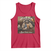 Funny School Therapist Raccoon Drinking Iced Coffee Tank Top