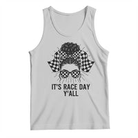 Racing Car Checkered Flag Tank Top Messy Bun Woman Race Day - Wonder Print Shop