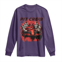 Racing Car Checkered Flag Long Sleeve Shirt Pit Crew Race Car - Wonder Print Shop