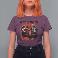 Racing Car Checkered Flag T Shirt For Women Pit Crew Race Car - Wonder Print Shop