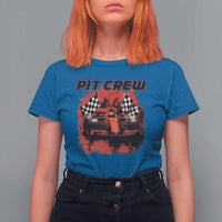 Racing Car Checkered Flag T Shirt For Women Pit Crew Race Car - Wonder Print Shop