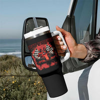 Racing Car Checkered Flag Tumbler With Handle Pit Crew Race Car
