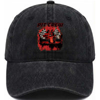 Racing Car Checkered Flag Washed Cotton Baseball Cap Pit Crew Race Car