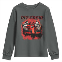 Racing Car Checkered Flag Youth Sweatshirt Pit Crew Race Car - Wonder Print Shop