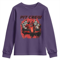 Racing Car Checkered Flag Youth Sweatshirt Pit Crew Race Car - Wonder Print Shop