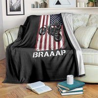 Dirt Bike Throw Blanket Braaap American Flag Motocross - Wonder Print Shop