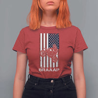 Dirt Bike T Shirt For Women Braaap American Flag Motocross - Wonder Print Shop