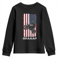 Dirt Bike Youth Sweatshirt Braaap American Flag Motocross - Wonder Print Shop