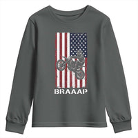 Dirt Bike Youth Sweatshirt Braaap American Flag Motocross - Wonder Print Shop