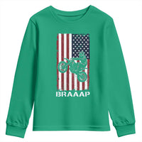 Dirt Bike Youth Sweatshirt Braaap American Flag Motocross - Wonder Print Shop