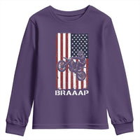 Dirt Bike Youth Sweatshirt Braaap American Flag Motocross - Wonder Print Shop