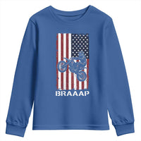 Dirt Bike Youth Sweatshirt Braaap American Flag Motocross - Wonder Print Shop