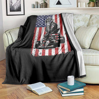 Patriotic Racing Car American Flag Race Throw Blanket - Wonder Print Shop