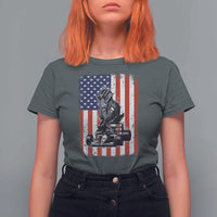 Patriotic Racing Car American Flag Race T Shirt For Women - Wonder Print Shop