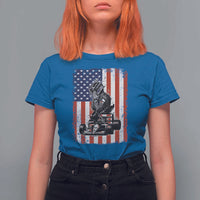 Patriotic Racing Car American Flag Race T Shirt For Women - Wonder Print Shop