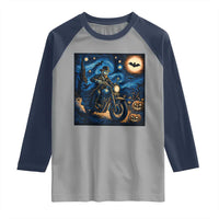 Dirt Bike Raglan Shirt Van Gogh Starry Night Halloween Biker - Wonder Print Shop