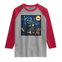Dirt Bike Raglan Shirt Van Gogh Starry Night Halloween Biker - Wonder Print Shop