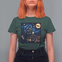 Dirt Bike T Shirt For Women Van Gogh Starry Night Halloween Biker - Wonder Print Shop