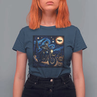 Dirt Bike T Shirt For Women Van Gogh Starry Night Halloween Biker - Wonder Print Shop