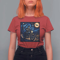 Dirt Bike T Shirt For Women Van Gogh Starry Night Halloween Biker - Wonder Print Shop