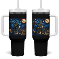 Dirt Bike Tumbler With Handle Van Gogh Starry Night Halloween Biker
