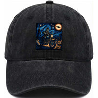 Dirt Bike Washed Cotton Baseball Cap Van Gogh Starry Night Halloween Biker