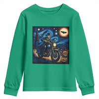 Dirt Bike Youth Sweatshirt Van Gogh Starry Night Halloween Biker - Wonder Print Shop