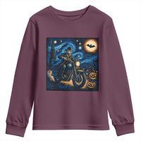 Dirt Bike Youth Sweatshirt Van Gogh Starry Night Halloween Biker - Wonder Print Shop