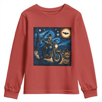 Dirt Bike Youth Sweatshirt Van Gogh Starry Night Halloween Biker - Wonder Print Shop